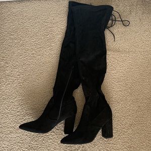 JustFab Black suede over the knee boots